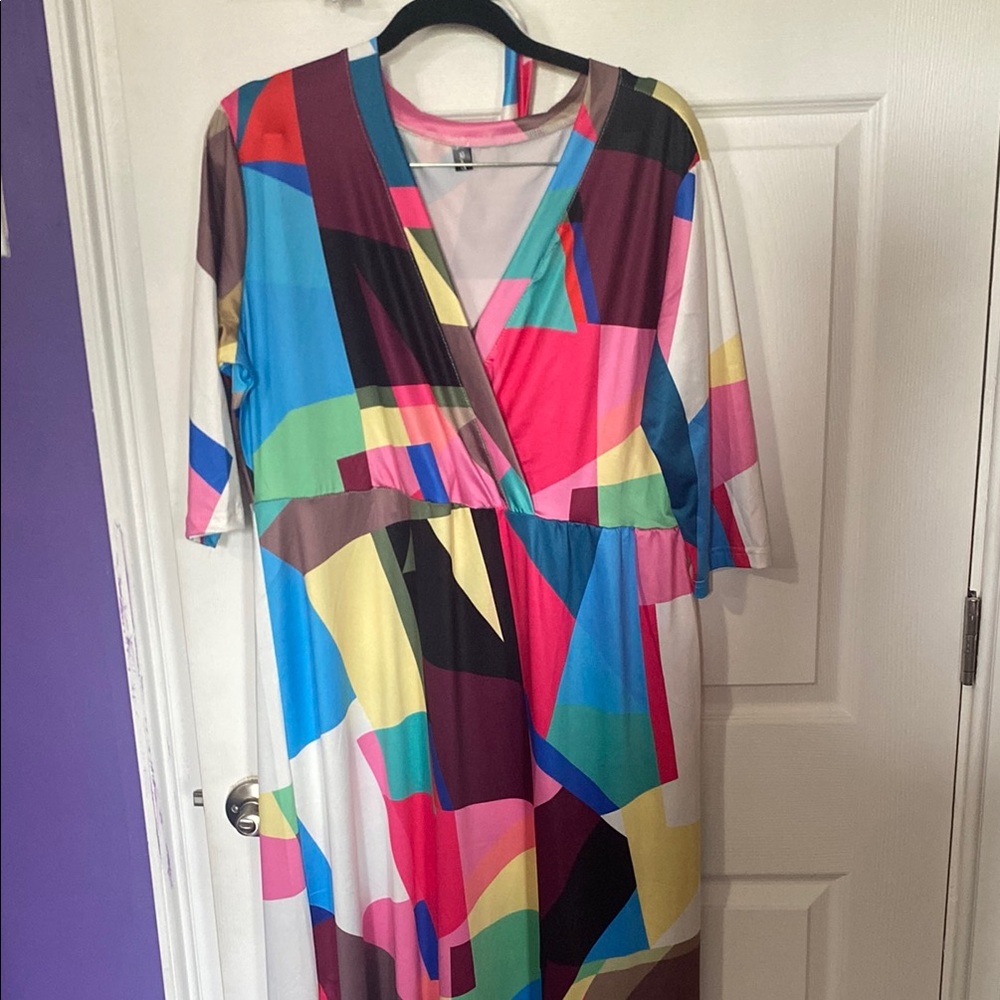 Colorful Geometric Print Dress